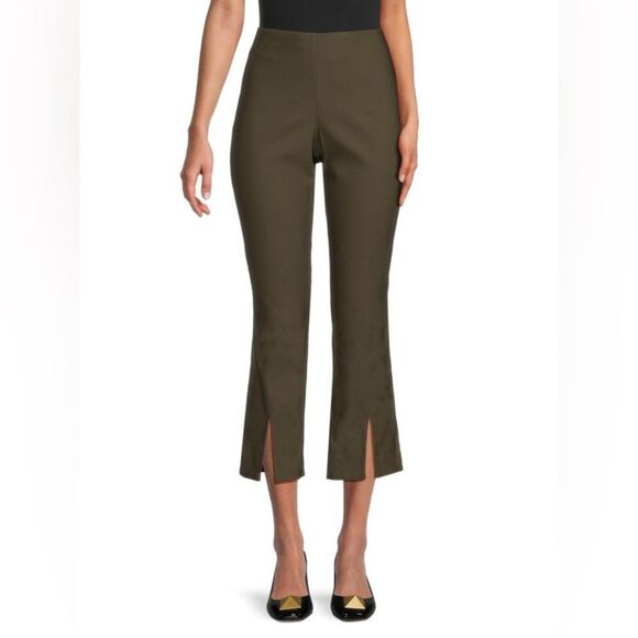 NANETTE LEPORE Slit Cuff Cropped Pants Olive Green Sz xl - Picture 1 of 6